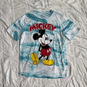 Mickey mouse graphic‎ tee White and blue tie dye youth size 10 summer casual